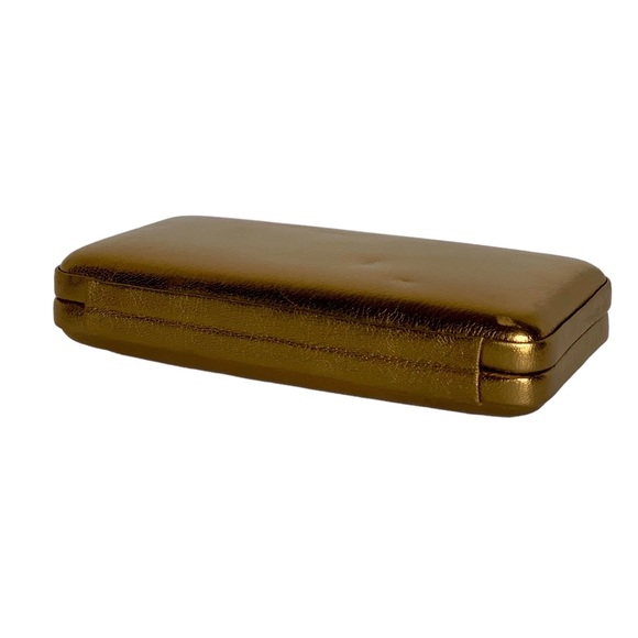 NWT Rare J. Crew Metallic Leather Frame Clutch Retractable Chain Handle - Picture 8 of 13